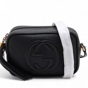Authentic Gucci Black Leather Crossbody Bag - Like New